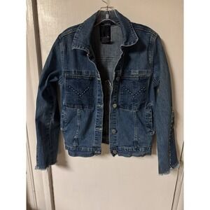 Manhattan Way Women's Studded Denim Jacket Fitted Blue 100% Cotton Y2K